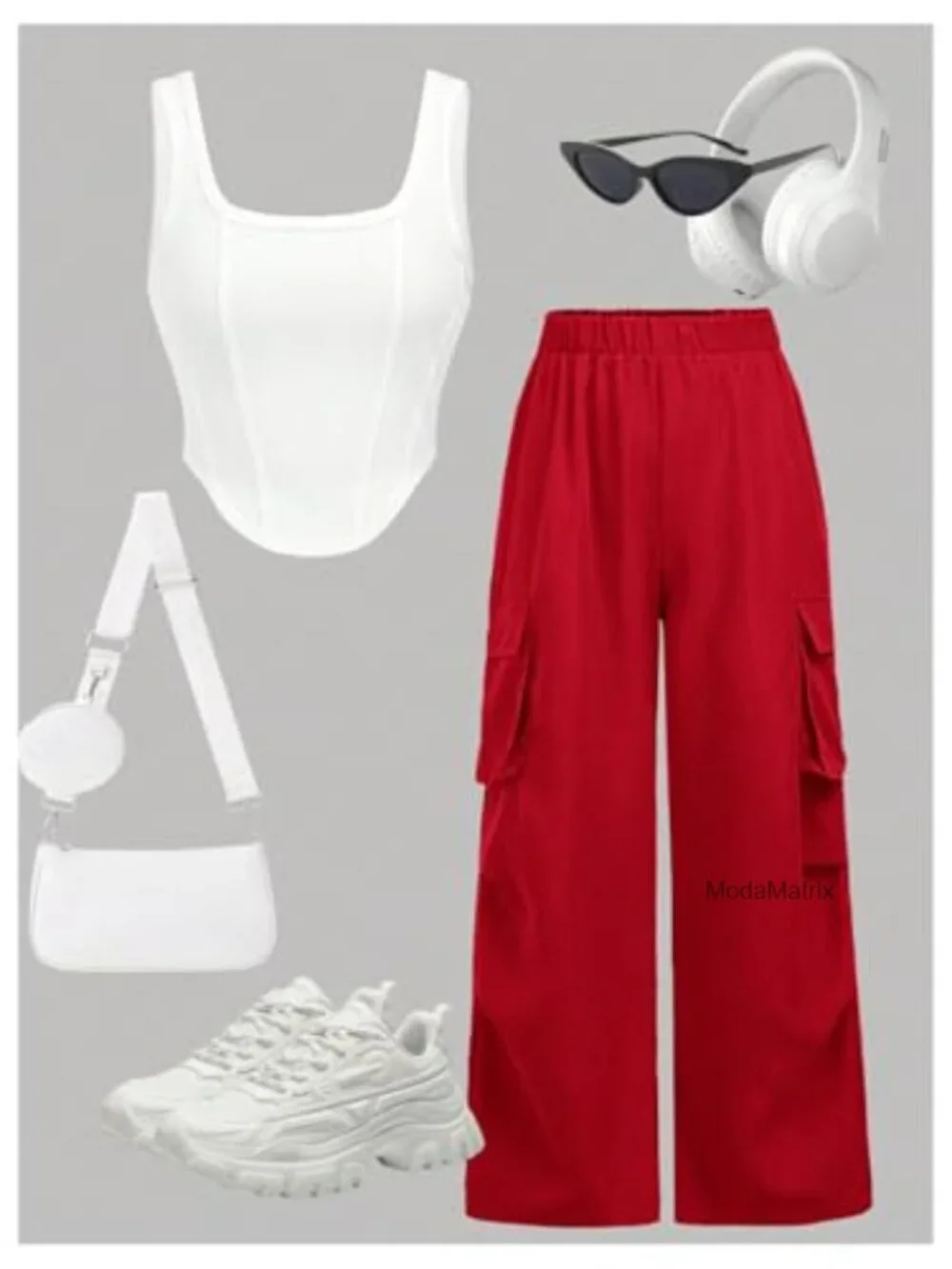 Girl's 2 Piece Crop Tank Top & Cargo Pants Set Outfits